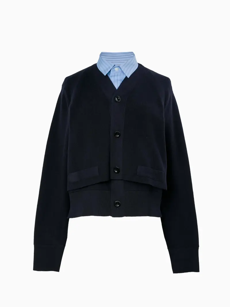 Cardigan with shirt collar