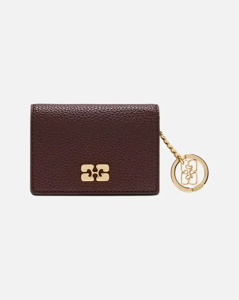 Cartera Ganni Card Holder With Flap Grained