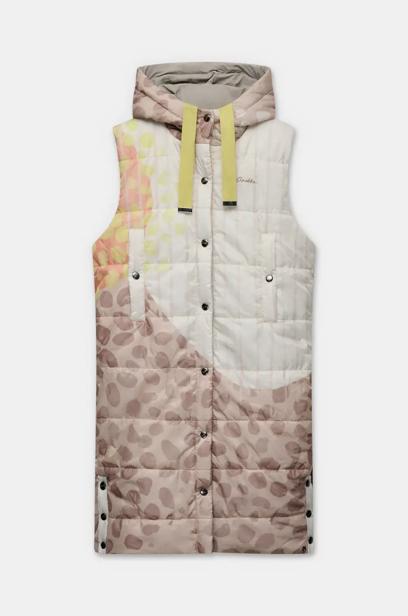 Chaleco largo reversible con capucha