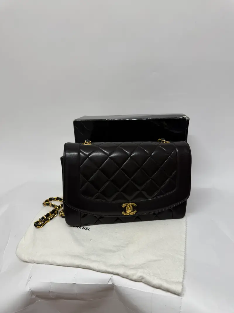 Chanel Diana Flap Medium Piel de Cordero Negra - serie 2