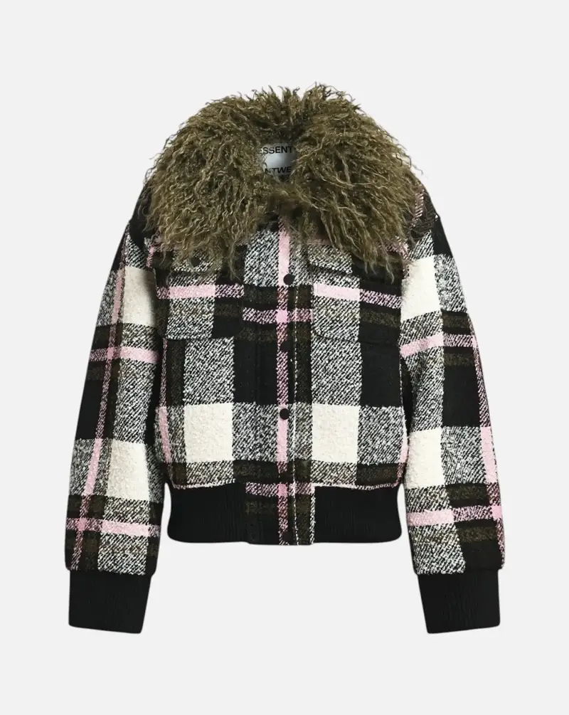 Chaqueta Essentiel Antwerp Kpop Faux Fur Collar Bomber