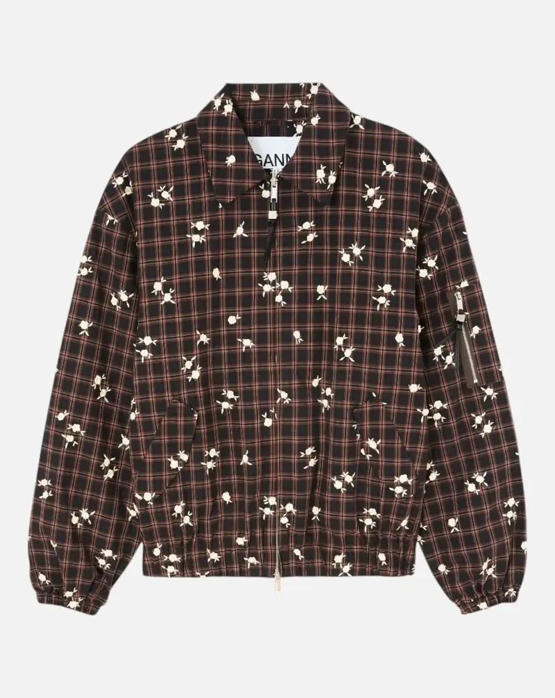 Chaqueta Ganni Yarn Dyed Check Flower Bomber