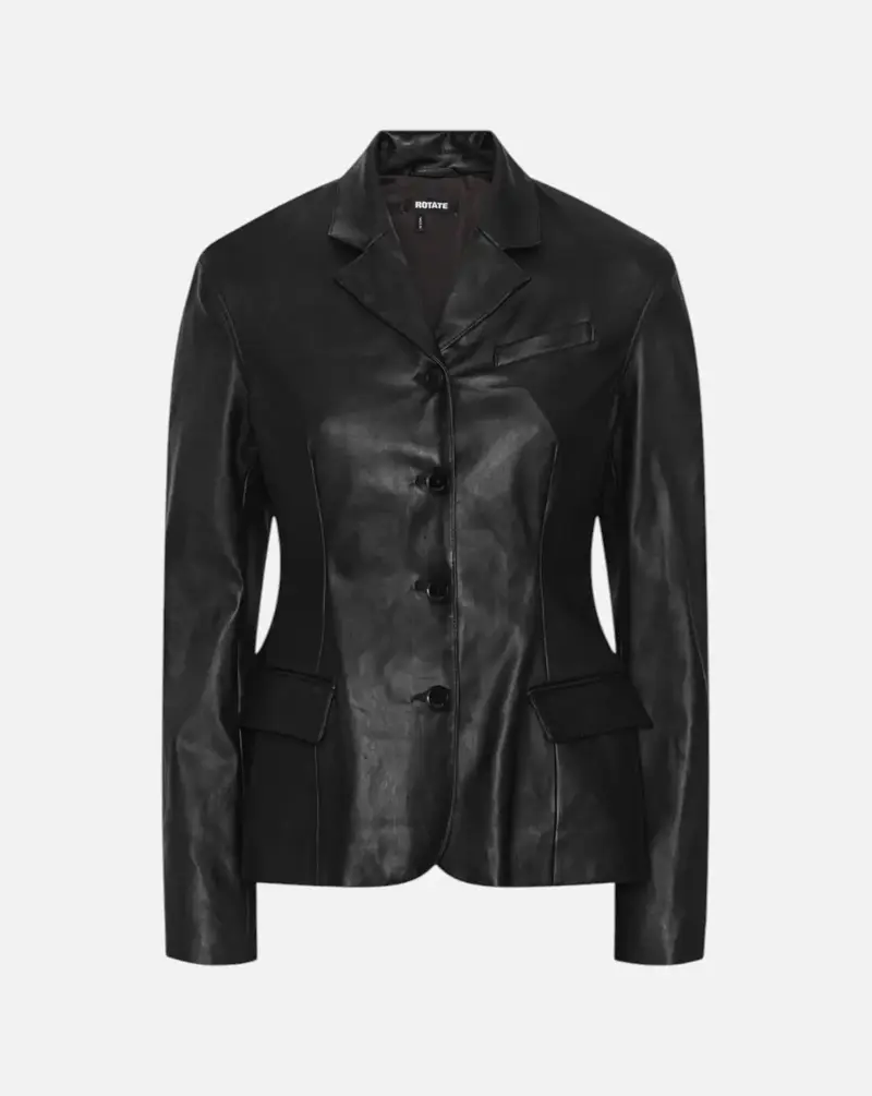 Chaqueta Rotate Fitted Leather Blazer