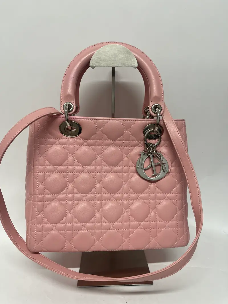 Christian Dior Lady Dior Medium Piel Cordero Rosa Claro Cannage