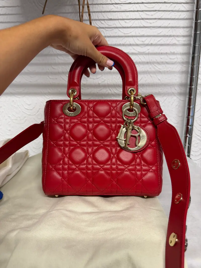 Christian Dior Lady Dior Small My ABCDior Piel Cordero Roja Cannage