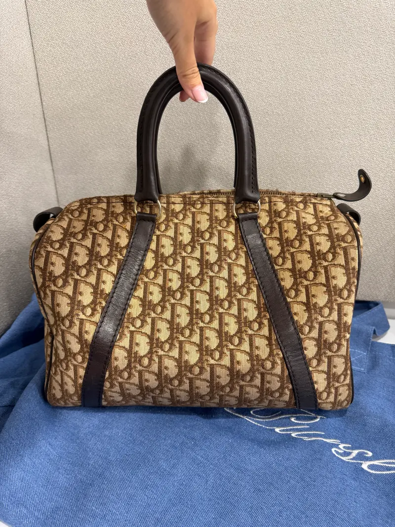 Christian Dior Trotteur Boston Lona Trotter Marrón x Piel
