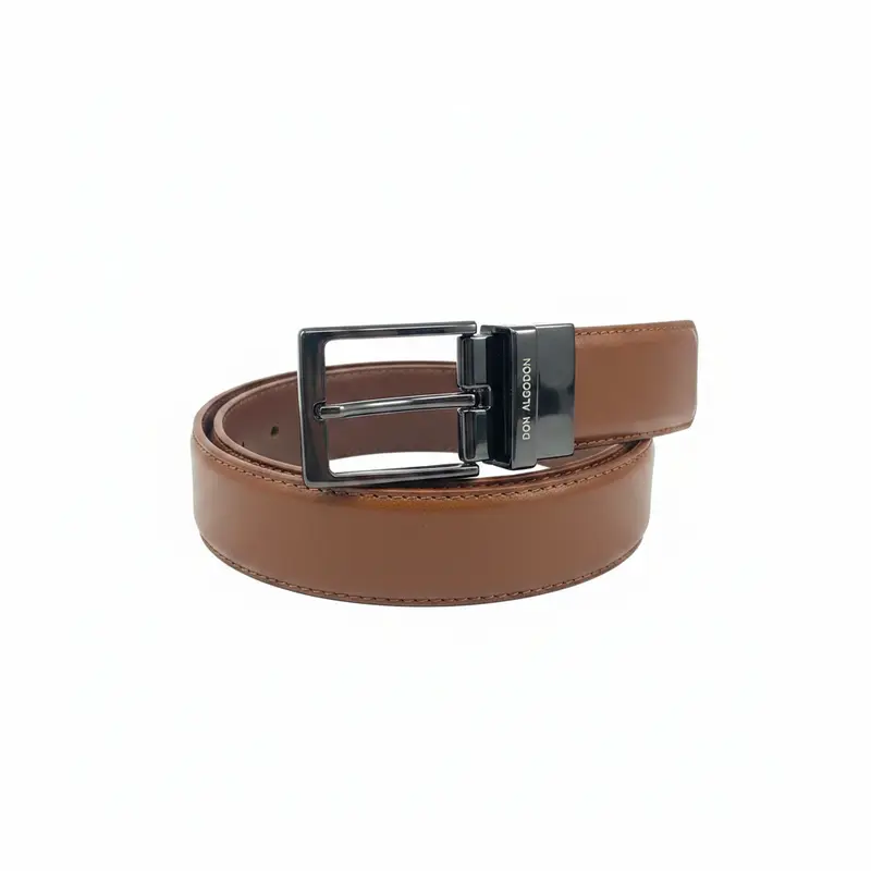 Cinturón de piel de hombre reversible en negro y marrón