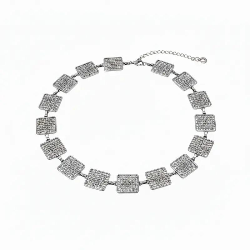 Cinturón mujer cadena cuadrados dorado y plata