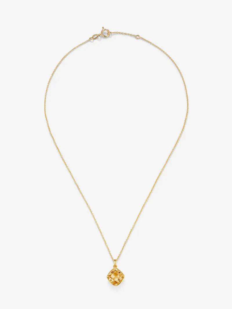 Colante de oro amarillo con cuarzo citrino de 9mm