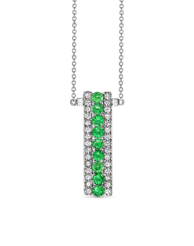Colgante Aimi diamantes y tsavoritas, oro blanco