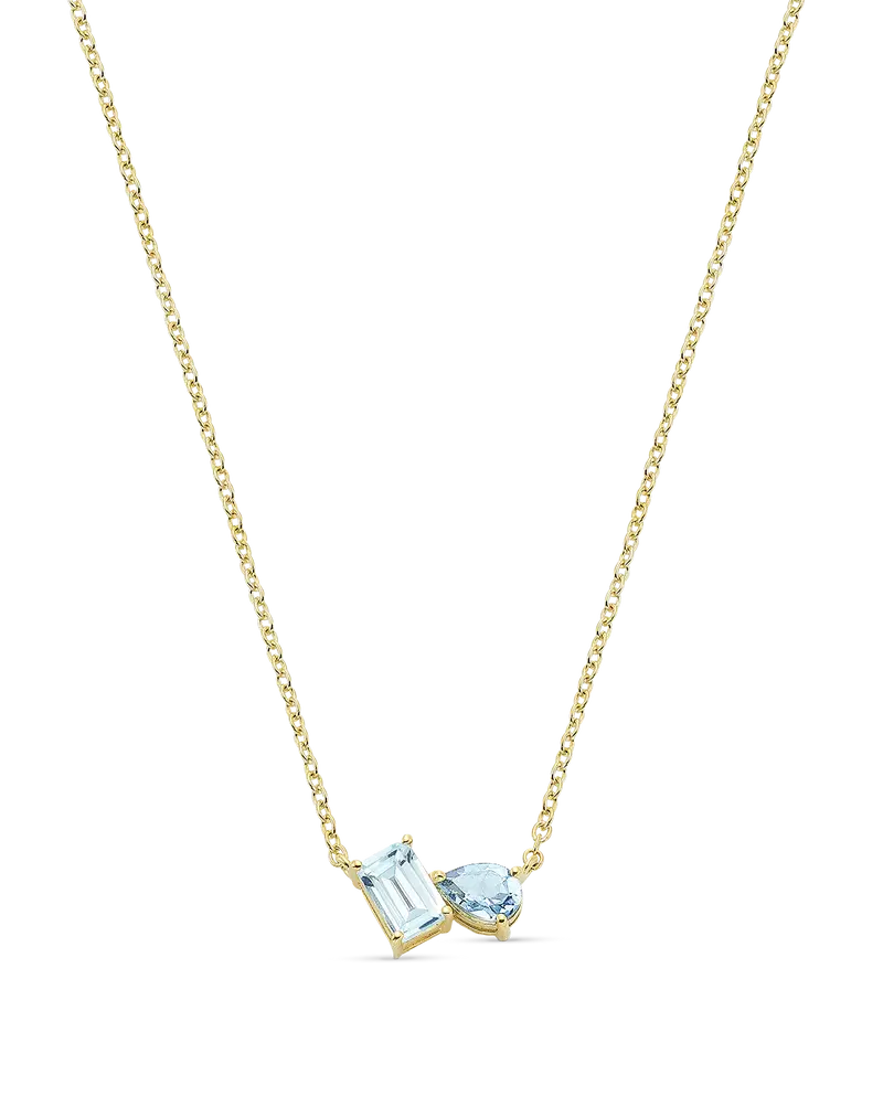 Colgante Bow topacio azul, plata dorada