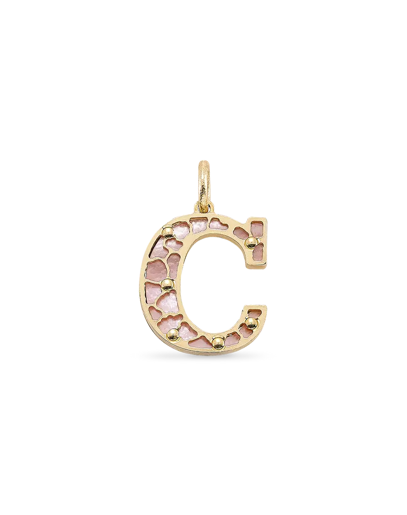 Colgante C Florida nácar rosa, oro