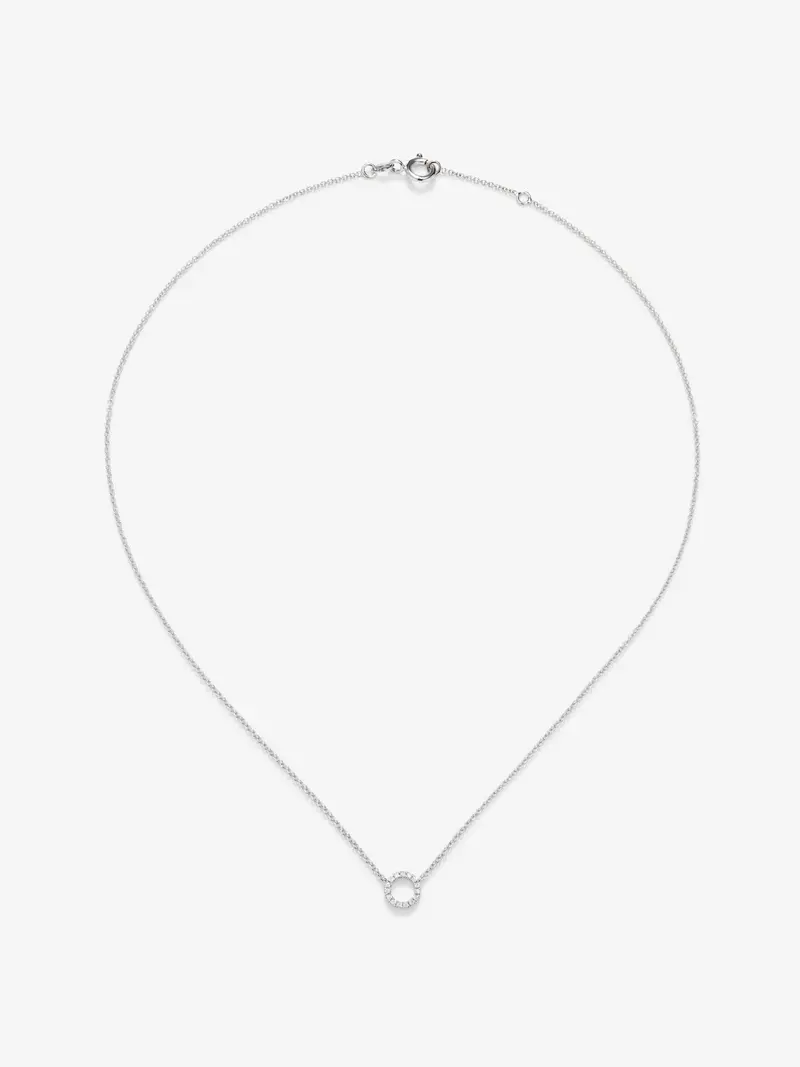 Colgante cadena círculo de oro blanco de 18K y diamantes