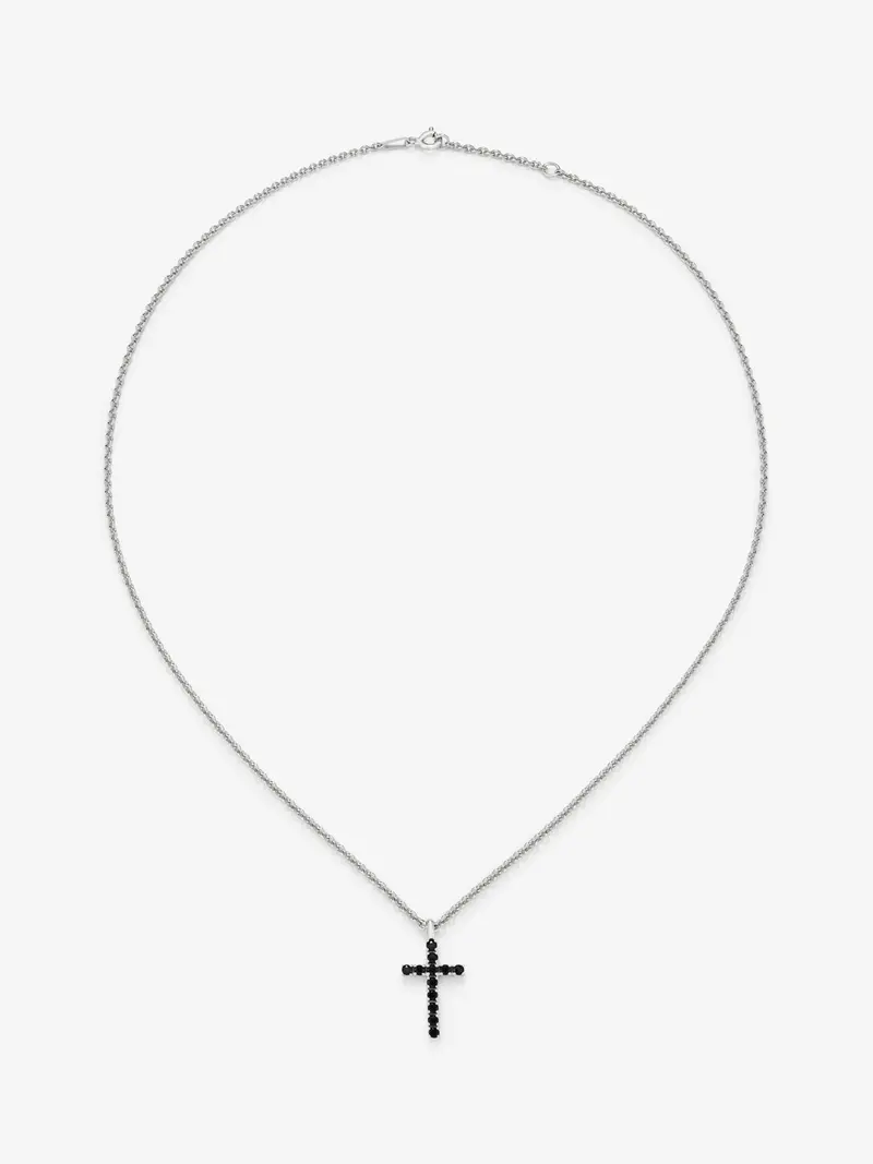 Colgante cadena con cruz fino de plata 925 con espinelas