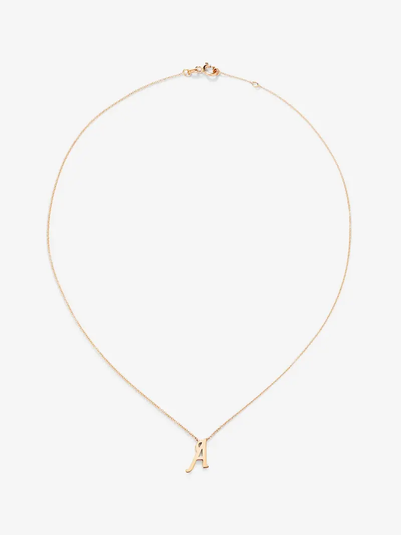 Colgante cadena con inicial a de oro rosa de 18K
