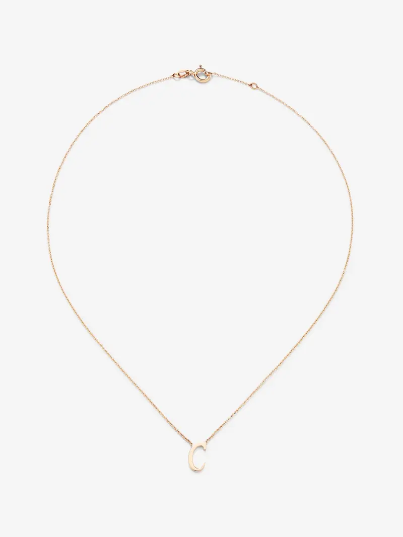 Colgante cadena con inicial c de oro rosa de 18K