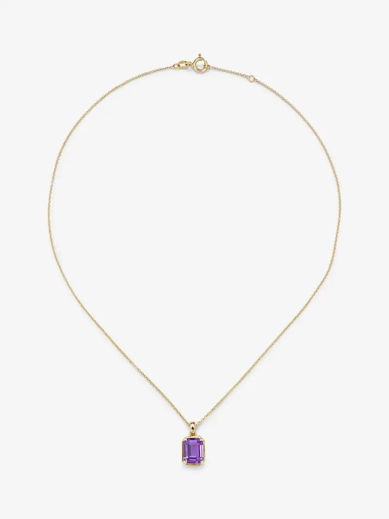 Colgante cadena de oro amarillo de 18K con amatista verde
