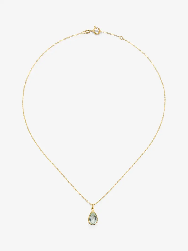 Colgante cadena de oro amarillo de 18K con amatista verde