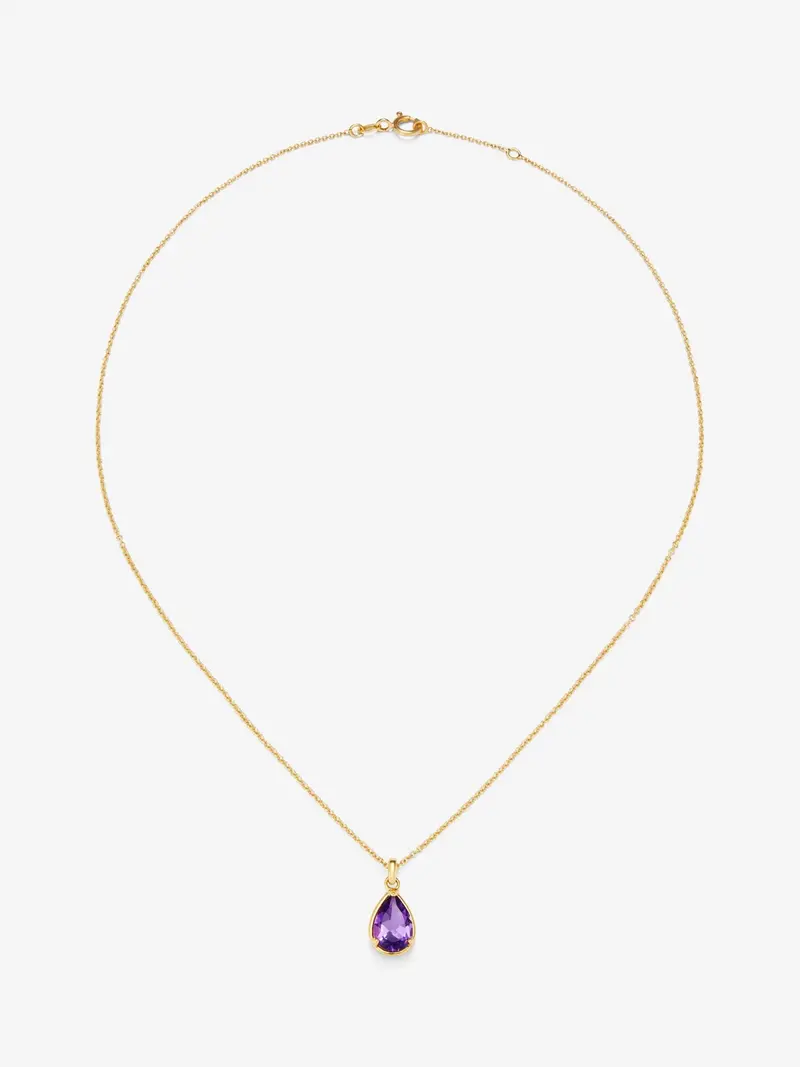 Colgante cadena de oro amarillo de 18K con amatista