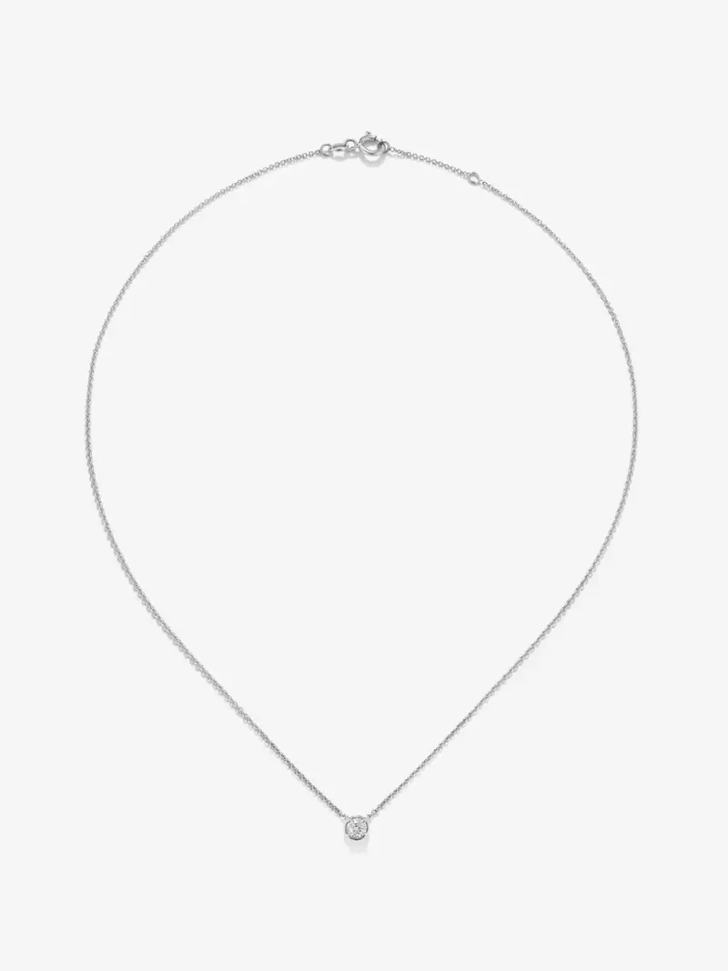 Colgante cadena de oro blanco de 18K con diamante solitario