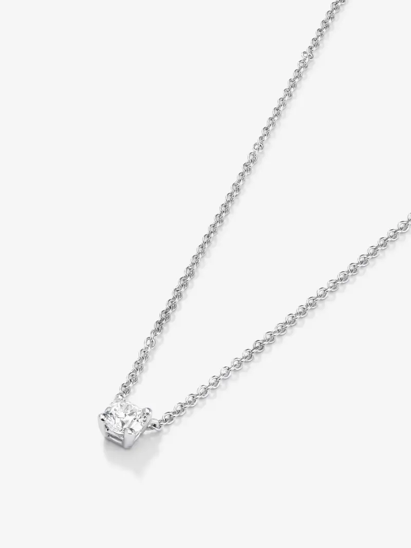 Colgante cadena de oro blanco de 18K con diamante solitario