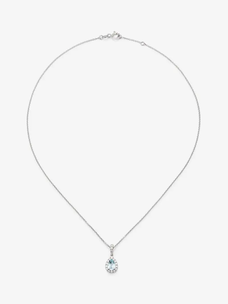 Colgante cadena de oro blanco de 18K con topacio