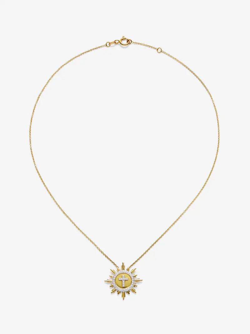 Colgante cadena de oro blanco y rosa de 18K con 39 diamantes en talla brillante con un total de 0,17 cts