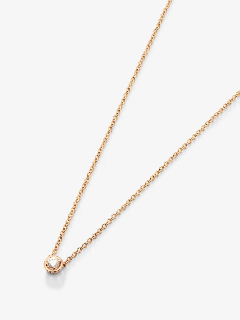 Colgante cadena de oro rosa de 18K con diamante solitario