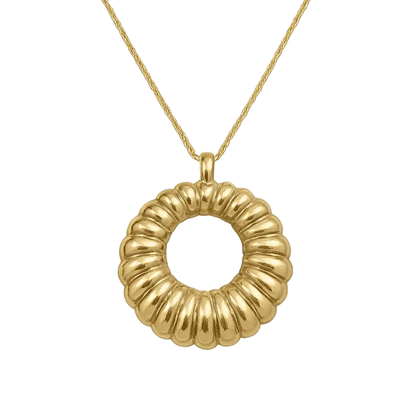 Colgante circulo Sol plata de ley y baño de oro 18K