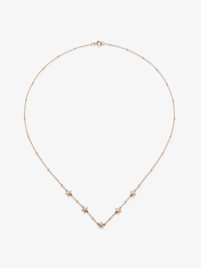 Colgante con estrellas de oro rosa de 18kt con diamantes