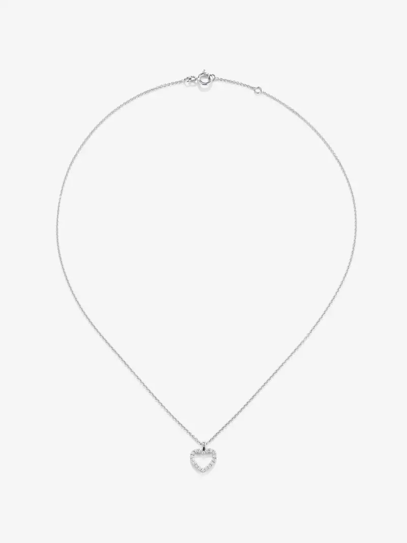 Colgante corazón de oro blanco de 18kt con diamantes de 0,22cts
