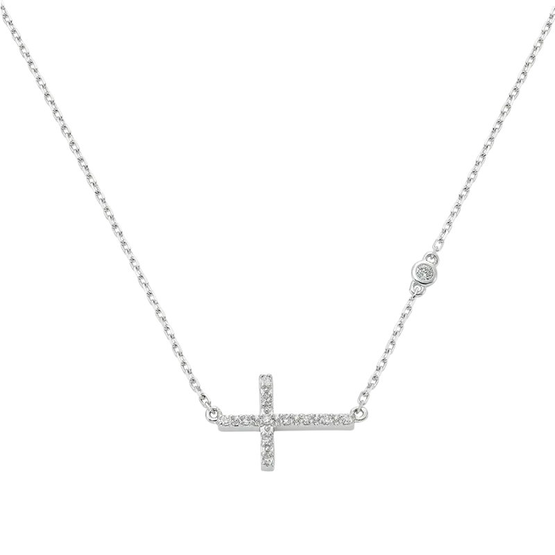 Colgante cruz Bimba diamantes, oro blanco