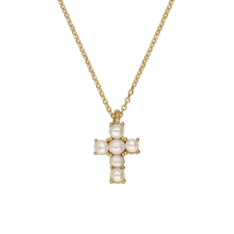 Colgante Cruz con perlas