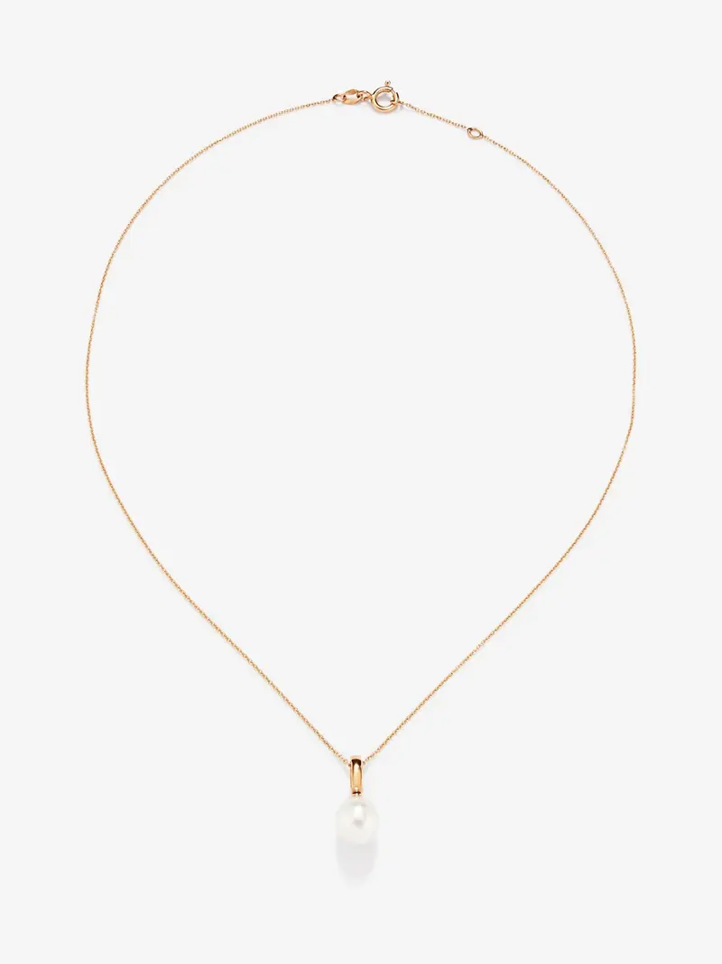 Colgante de cadena de oro rosa de 18k con perla akoya de 8,5 mm