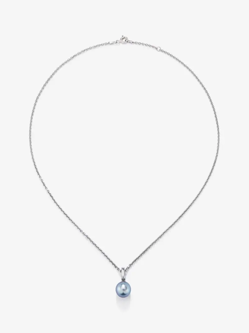 Colgante de cadena de plata 925 con perla de tahiti de 8,5 mm
