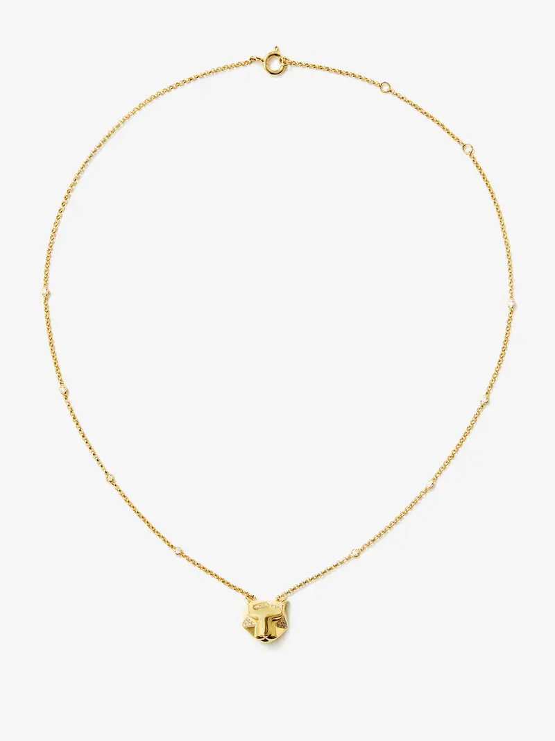 Colgante de oro amarillo de 18K con 29 diamantes en talla brillante con un total de 0,25 cts y forma de tigre