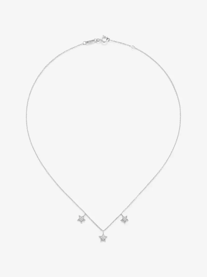 Colgante de oro blanco de 18K con 3 diamantes en talla brillante con un total de 0,2 cts
