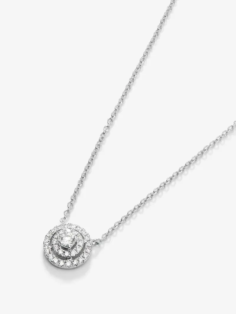 Colgante de oro blanco de 18K con 33 diamantes en talla brillante con un total de 0,25 cts