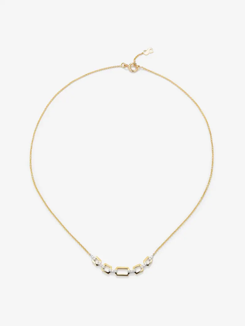 Colgante de oro blanco y amarillo de 18K con diamantes blancos en talla brillante de 0,11 cts