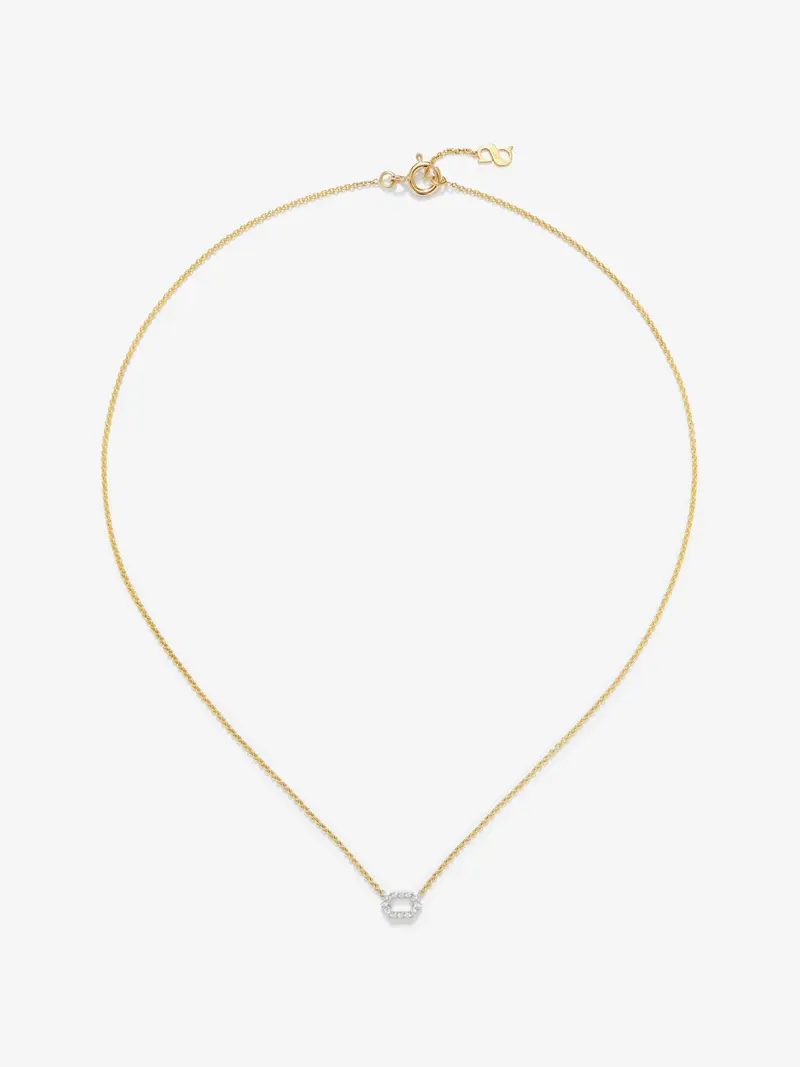 Colgante de oro blancoy amarillo de 18K con diamantes blancos en talla brillante de 0,06 cts