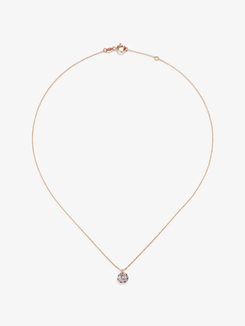 Colgante de oro rosa de 18K con 8 zafiros multicolor en talla brillante con un total de 0,41 cts