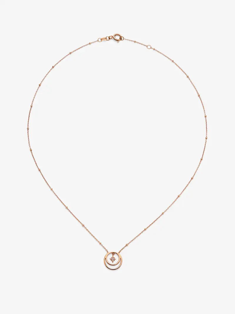Colgante de oro rosa de 18K con diamante en talla brillante con un total de 0,01 cts