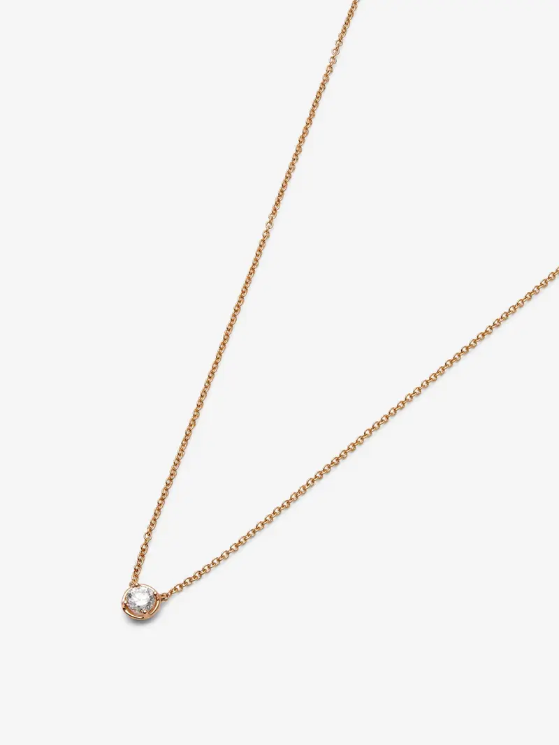 Colgante de oro rosa de 18K con diamante en talla brillante de 0,15 cts