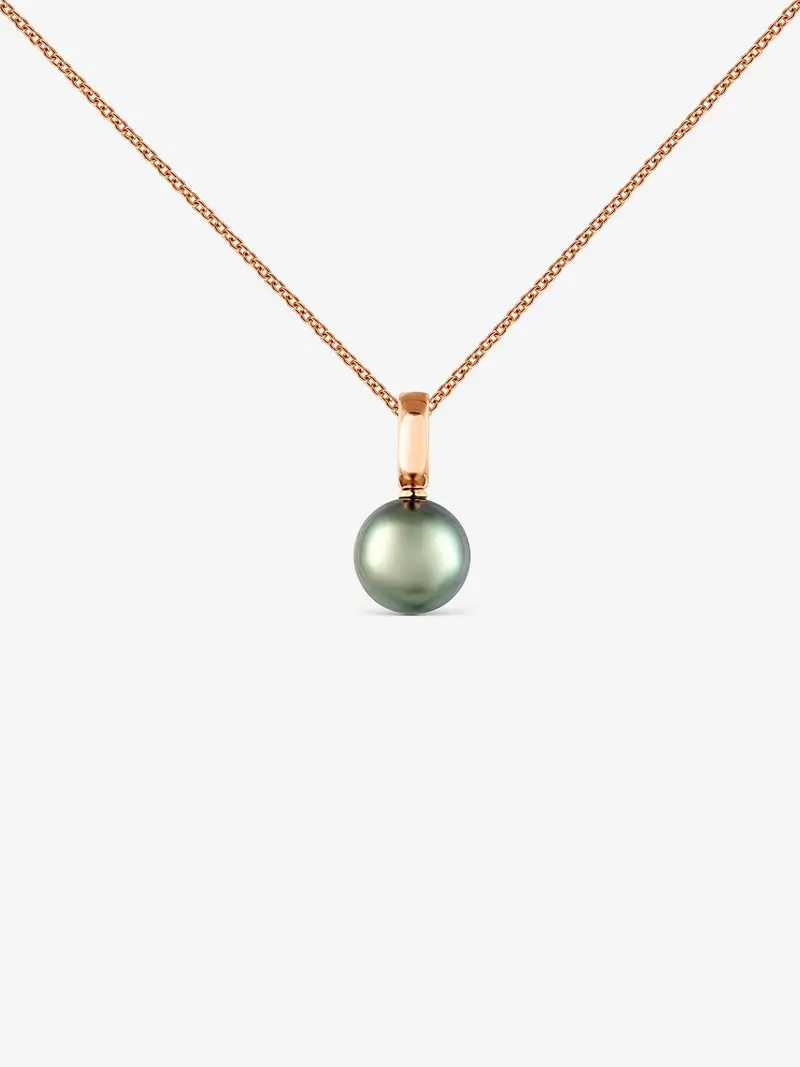 Colgante de oro rosa de 18K con perla de Tahití 9,5mm