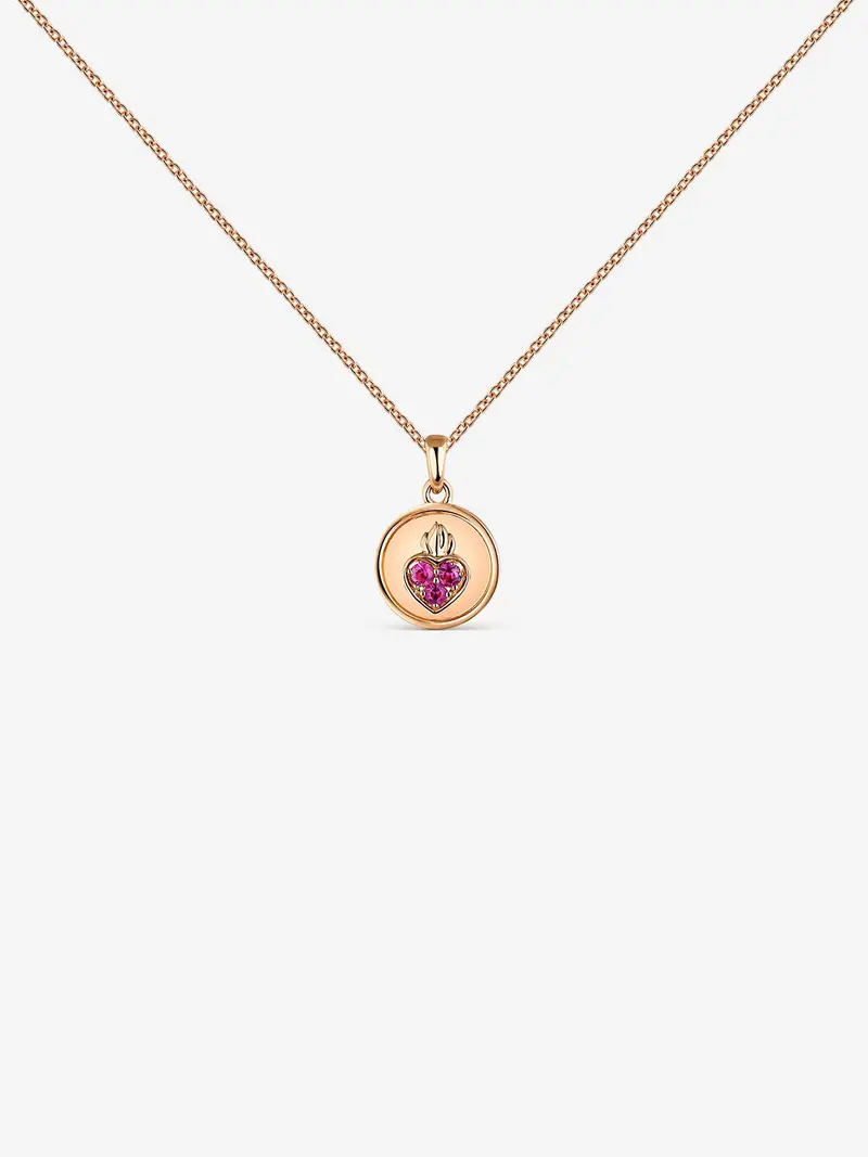 Colgante de oro rosa de 18kt con zafiros