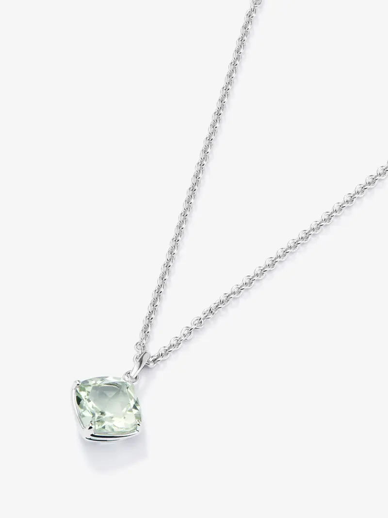 Colgante de plata 925 con amatista verde en talla cushion de 2,7 cts
