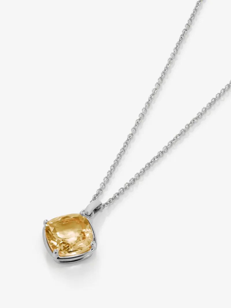 Colgante de plata 925 con cuarzo citrino en talla cushion de