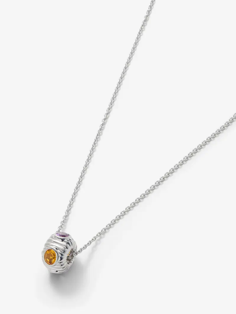 Colgante de plata 925 con cuarzo citrino y amatista morada