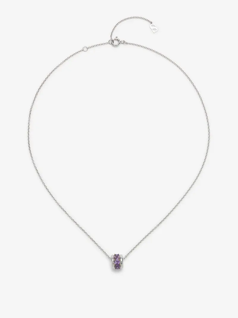 Colgante de plata 925 con pavé de amatistas rosas en talla brillante