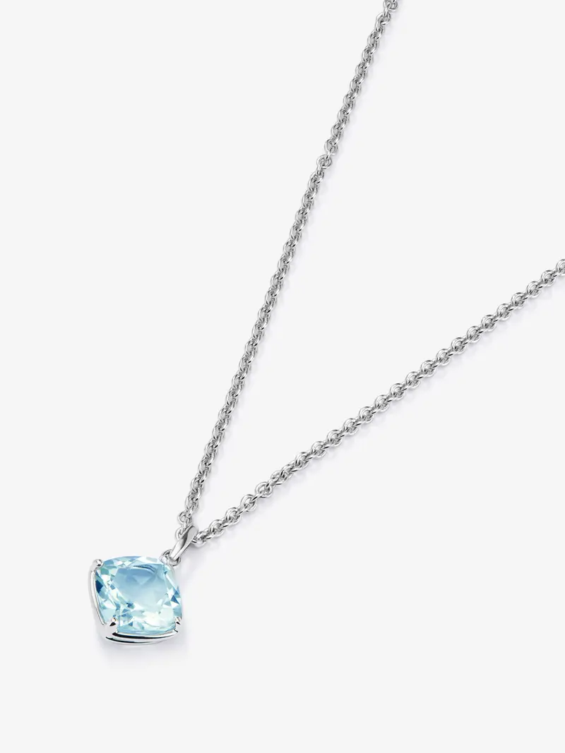 Colgante de plata 925 con topacio azul sky en talla cushion